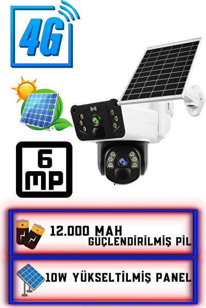 EFOTECH 4G  12000 mah Sim Kart Girişli SOLAR 6MP Güneş Enerjili Kablosuz çift...