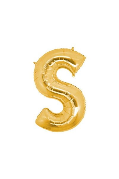 HKNYS بالون فويل لون ذهبي حرف S - 100 سم - بالون فويل اسم الحرف