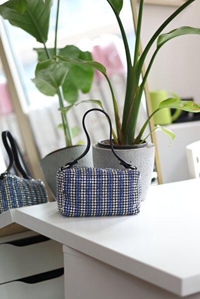 Moom Bag Жіноча синя сумочка через плече з камінням