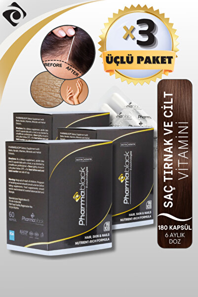 Pharmablack Saç Dökülmelerine Karşı Biotin & Keratin Vitamin Complex 60 Kapsü...