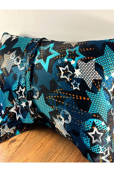 ICON SILK Față de pernă 100% mătase 1 bucată 50cm*70cm (stele teal)