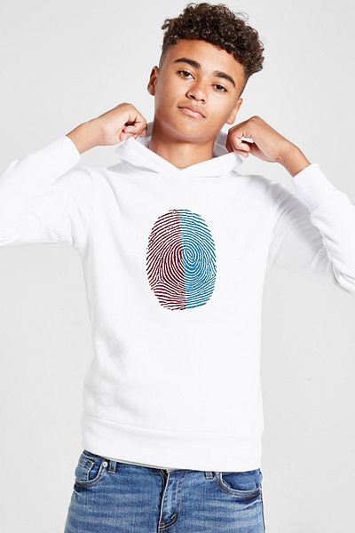 Tshirthane Детски суитшърт с качулка и пръстови отпечатъци в бордо и бяло
