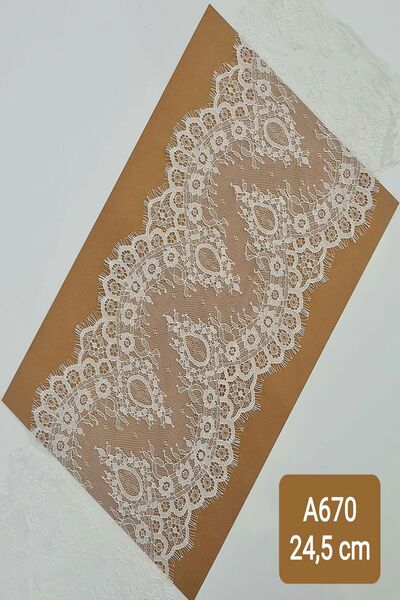 KARAASLAN Beyaz Sakallı Kirpikli Dantel 24.5 Cm (3 MT)