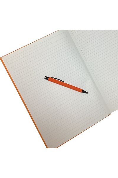 blume Acar Thermo Leather Flexible Cover 21*30 Cm 128 Pages Striped-checkered-dot-unlined Page. Notebook red orange