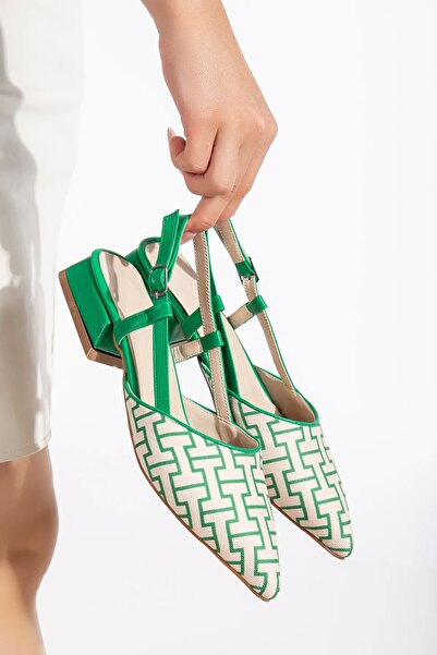 GULT Green Ballerinas - Γυναικεία Ανοιχτή Πλάτη Σχέδιο