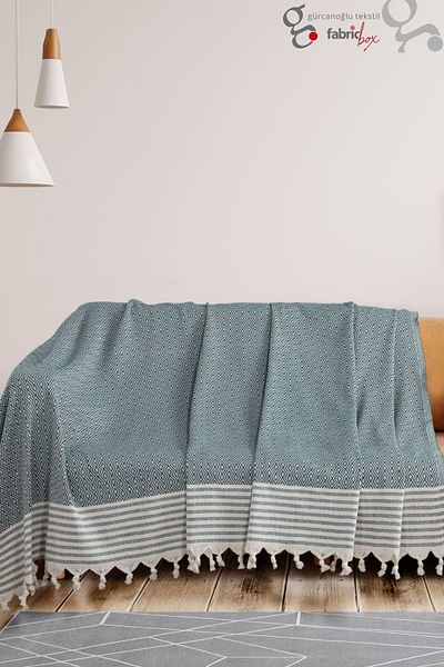 Fabric Box غطاء أريكة قطني للأريكة والسرير مقاس 170 × 220 سم مضاد للانزلاق ومضاد للتعرق