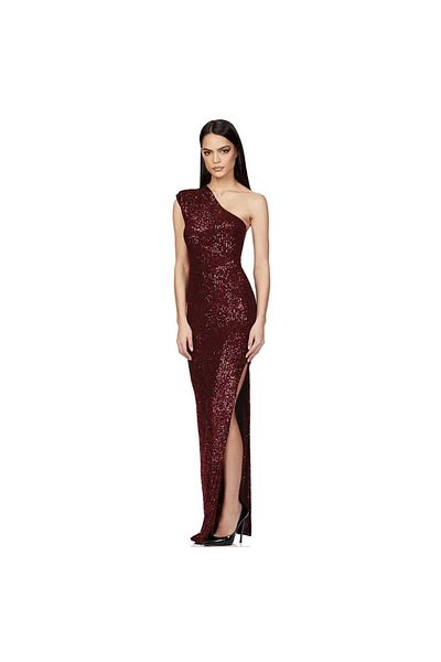 MODAS One Shoulder Slip Neck Long Slit Evening Dress