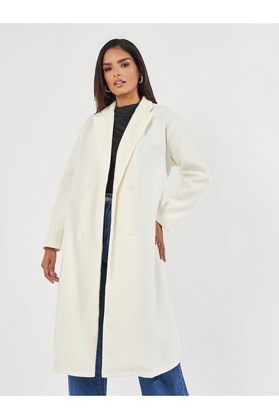 Styli Regular Fit Double Breasted Wool Like Coat