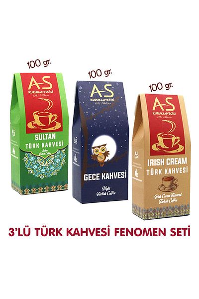 AS Kurukahvecisi طقم فينومين قهوة تركية مكون من 3 قطع (ليلة، إيريش، سولتان)