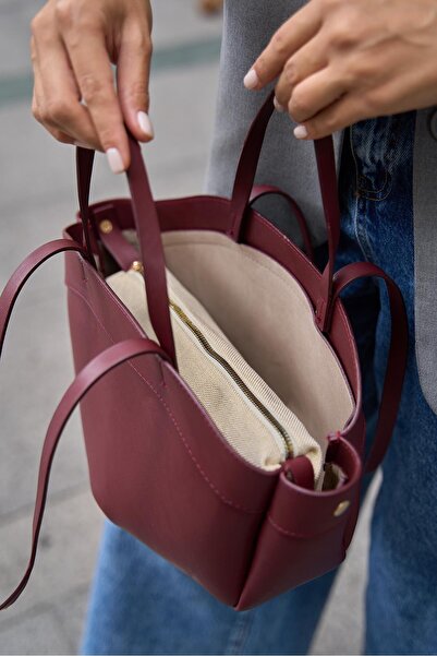 Madamra Dámská nákupní taška Claret Red - taška do ruky a přes rameno