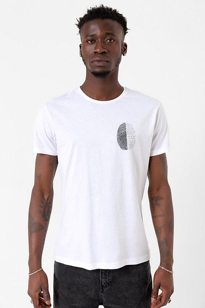 Tshirthane Μαύρο και άσπρο μπλουζάκι Fingerprints White Men's Cyclingwear