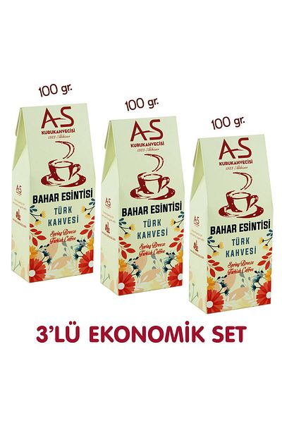 AS Kurukahvecisi 3-Piece Spring Breeze Turkish Coffee Economical Set