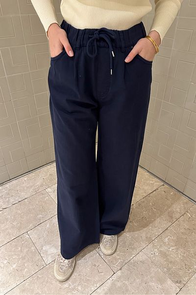 Oven Gabardine Wide Leg Jeans - Navy Blue