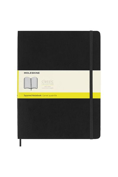Moleskine دفتر ملاحظات أسود بغطاء ناعم كبير جدًا - مربعات 7247