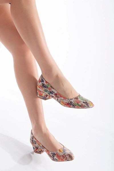 GULT Nude Color Women's Classic Low Heel Shoes - Imported Patterned
