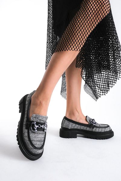 ARTI ARTI AYAKKABI Plus-Plus029-1428 Women's Daily Thick Light Sole Gray Straw Knitted Patterned College Shoes