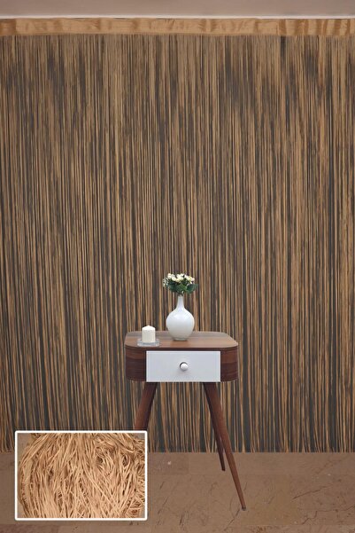 AKÇA TEKSTİL Rope Model Gold Color Rope Curtain 180 cm Width 280 cm Length 2 mm in Stripes Ready String Curtain
