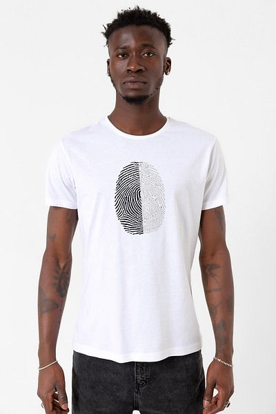 Tshirthane Μαύρο και άσπρο μπλουζάκι Fingerprints White Men's Cyclingwear