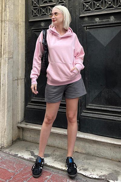 Madmext Pink Oversize Pocket Sweatshirt Mg2207