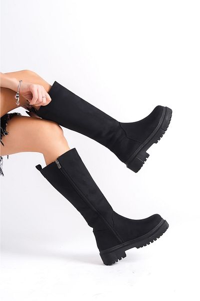 Zerenyus MIRA Orthopedic Suede Γυναικείες Μπότες - Χωρίς κορδόνια, με φερμουάρ, Μαύρο ST