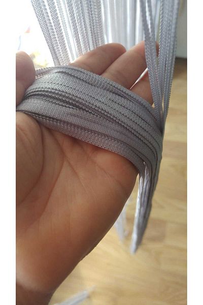 AKÇA TEKSTİL Rope Model Gray Color Rope Curtain 180 cm Width 280 cm Length 2 mm in Strips Ready String Curtain