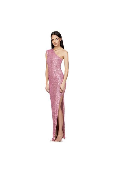 MODAS One Shoulder Slip Neck Long Slit Evening Dress