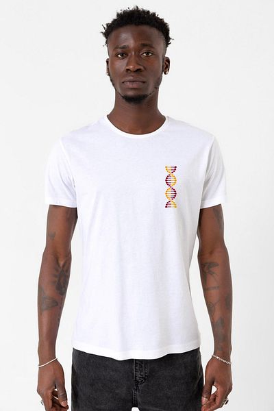 Tshirthane Κίτρινο Κόκκινο Dna Λευκό Ανδρικό Ποδηλατικό Μπλουζάκι
