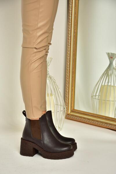 Fox Shoes T996220009 Kahverengi Kalın Topuklu Kadın Bot