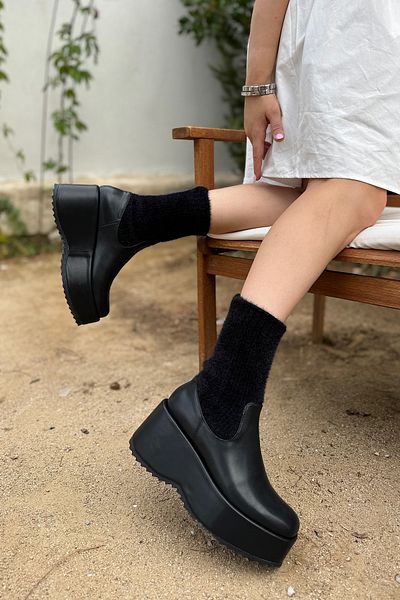 SHOEBELLAS Γυναικείες μπότες Tegan Black Knitwear