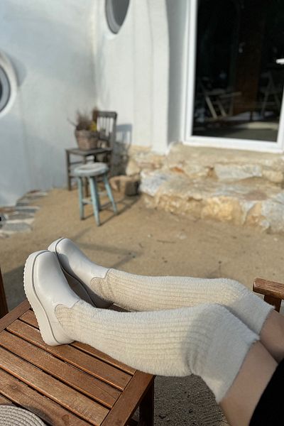 SHOEBELLAS Glenn Beige Knitwear Γυναικείες Μπότες