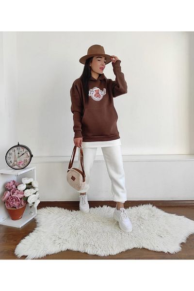 6 butik altı üstü butik Σετ αθλητικών φόρμας με λεπτομέρεια αρκουδάκι