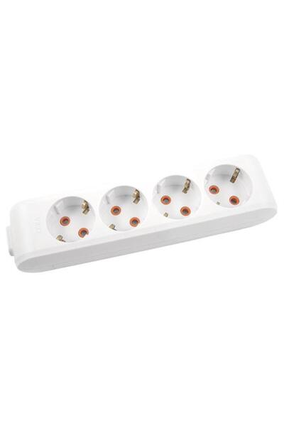 Genel Markalar Multi-led Dörtü Priz Topraklı Çocuk Korumalı Klemensli-beyaz
