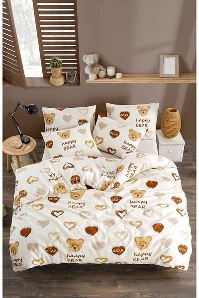 Tabu Home Σετ σεντόνι και διπλό παπλωματοθήκη Ranforce Teddy Bear Heart