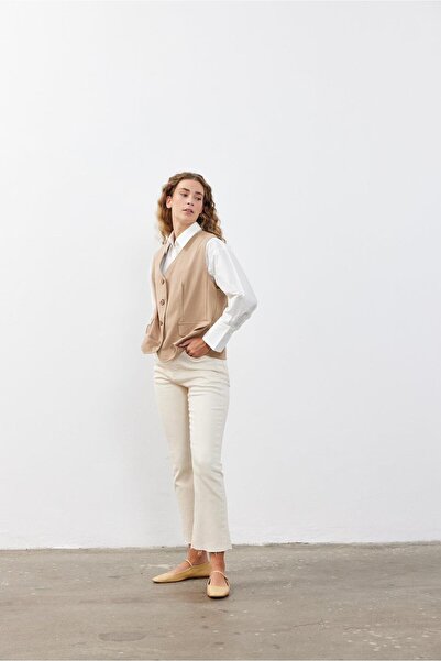 Fahhar Oversize Women's Vest Beige
