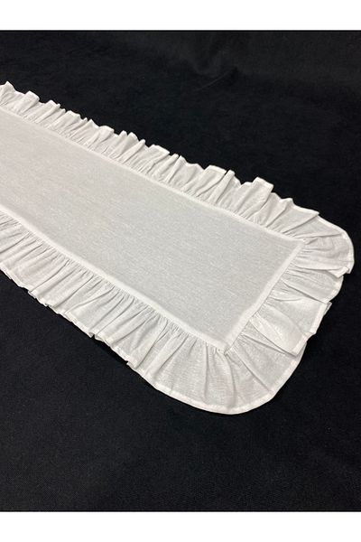 LILYUM 100% Βαμβάκι Ακατέργαστο Λινό Frilly Runner 30x80 cm