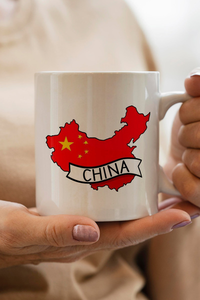 South Steel الصين - كوب مطبوع عليه خريطة علم الصين