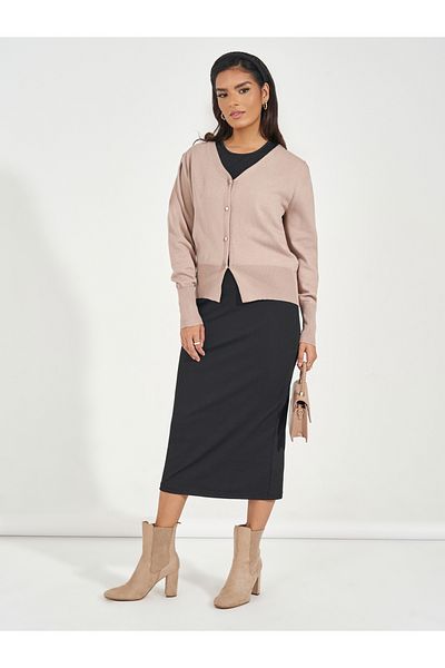 Styli Regular Fit Buttoned Cardigan with Volume Sleeves
