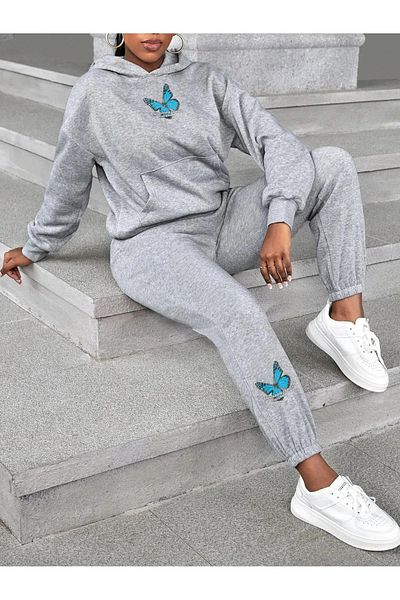 Modern Moda КОМПЛЕКТ анцуг JoggER Sweatshirt - PrintEd, Oversize, HoodEd, 3 ThrEad RastER