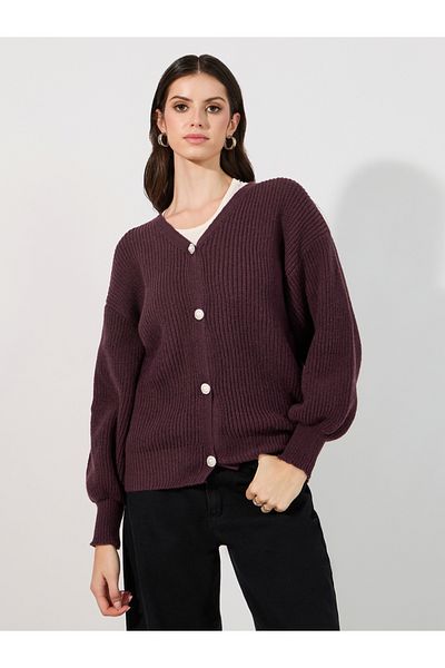 Styli Oversized Longline Buttoned Cardigan
