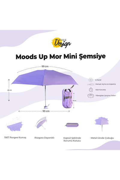 Biggdesign Nálady nahoru Lila Mini Regenschirm