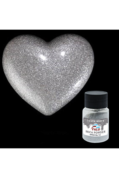 Falu Art مسحوق الميكا 10 جرام للراتنج والشموع والصابون - أبيض فضي