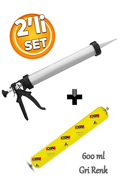 Badem10 Pu Silikon Sosis Mastik Gri Renk 600 ml Tabancası Yapıştırıcı Sızdırm...