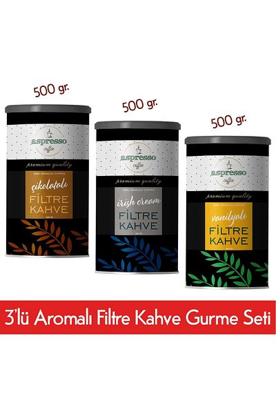 Aspresso Flavored Filter Coffee Set (Chocolate, Irish, Vanilla)