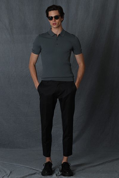 Lufian Alvi Smart Herren Chinohose Slim Fit Schwarz