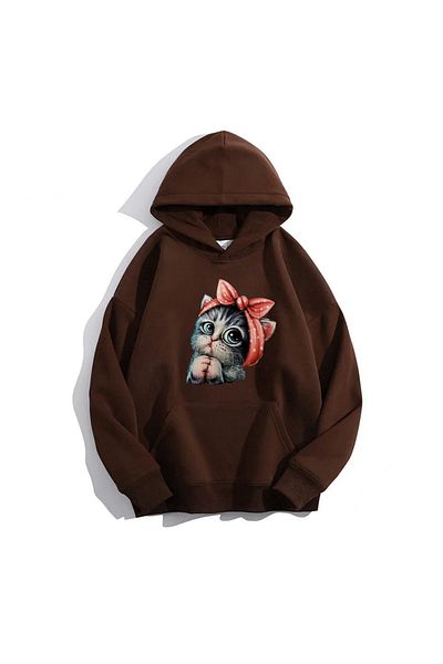 Moda Glo Unisex χαριτωμένο φούτερ με κουκούλα γάτας