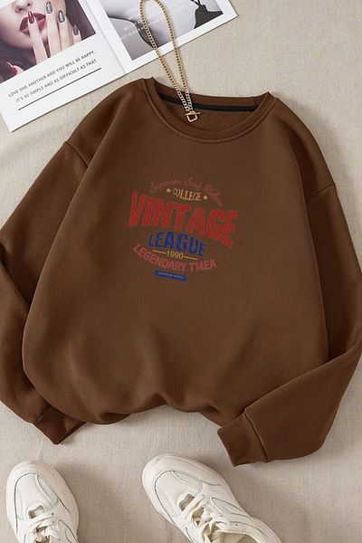 Moda Glo Unisex Vintage βαμβακερό φούτερ με λαιμόκοψη