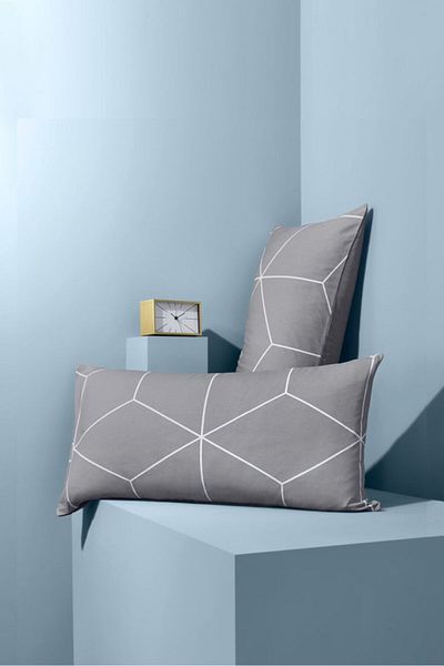 Tchibo 2 Pieces Abstract Pillow Cases 80 X 40 Cm, Grey And White
