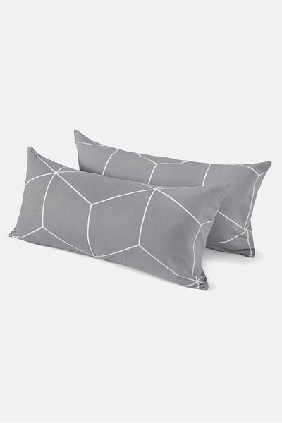 Tchibo 2 Pieces Abstract Pillow Cases 80 X 40 Cm, Grey And White