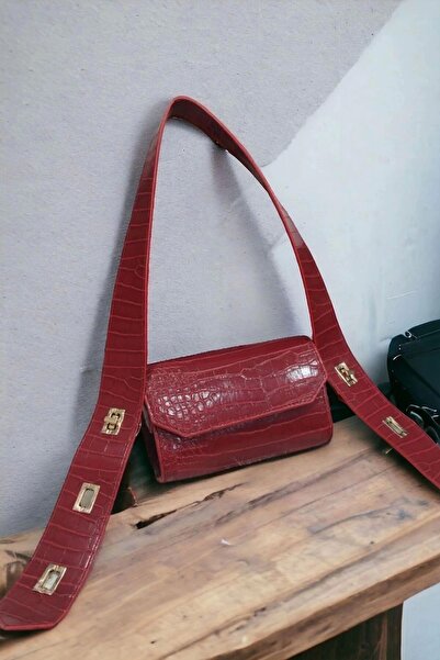 Glemix Ketty Bordo Croco Kutu Formlu Kadın Omuz Çantası