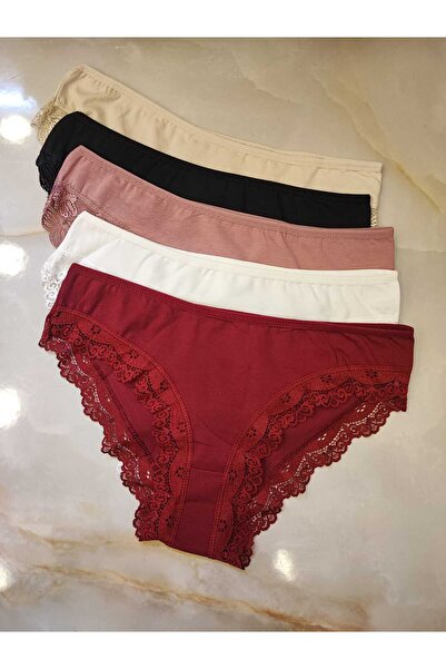 AVESŞENER Lace Low-Waist Slip Panty Basic Bikini Panties 5 Pcs Ecomonotic Pack
